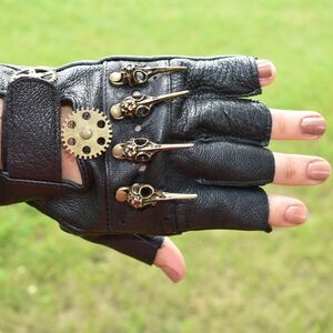 Steampunk Mens/Womens Leather Fingerless Gloves